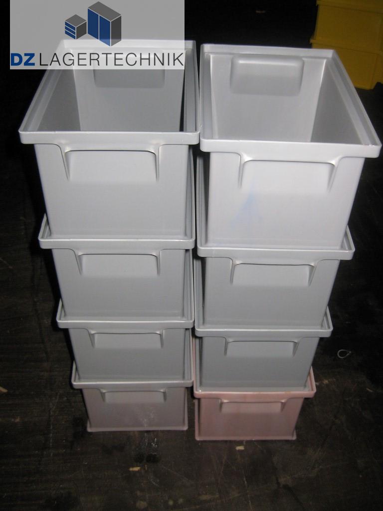 %%% B-WARE %%% 5 St Stapelkasten 14/6-4 grau Kiste SSI Schäfer Behälter Kasten 