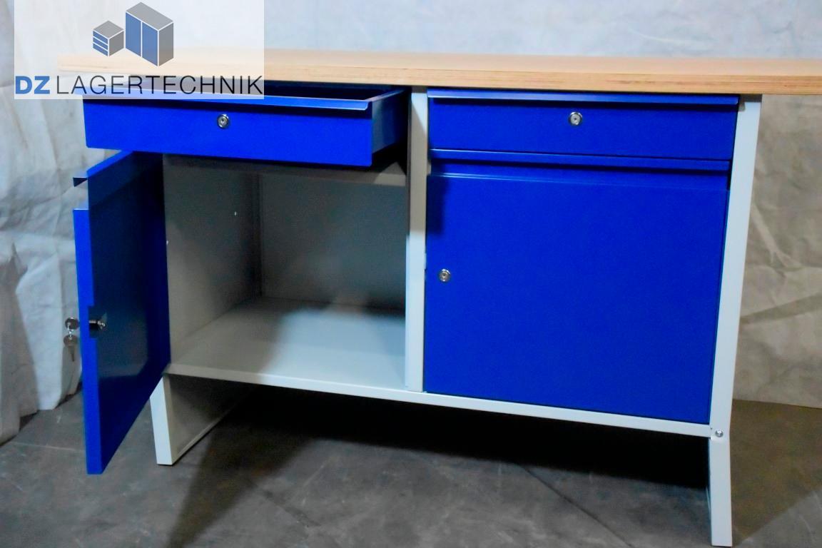 Kompakt-Werkbank EASY blau 600x1400x835 – DZ Lagertechnik