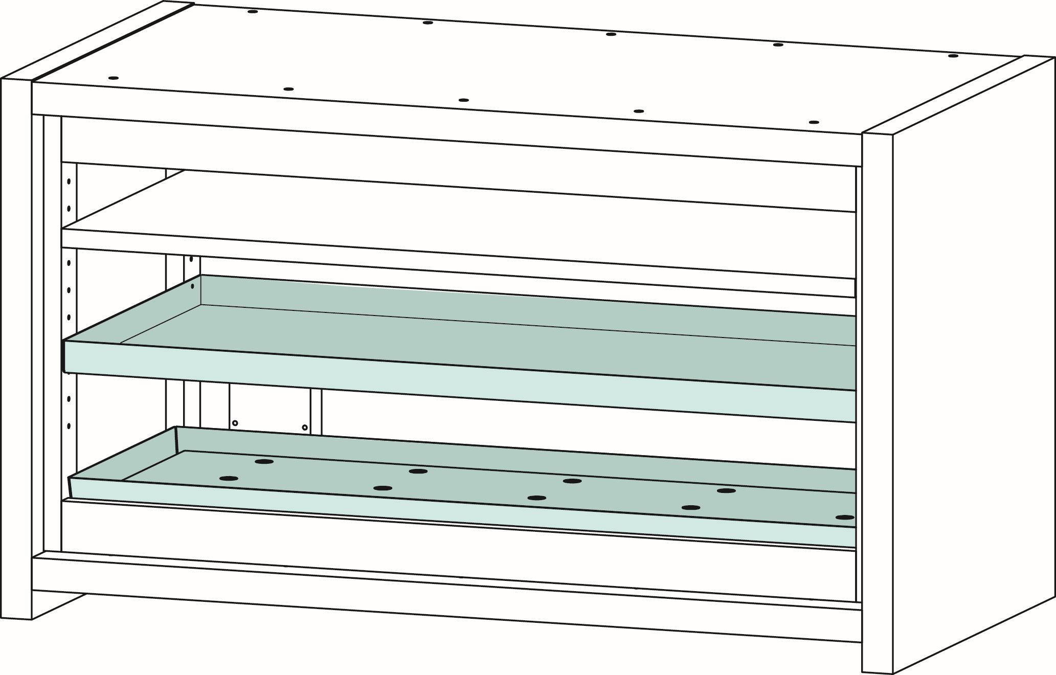 PRIOCAB Untertisch-Sicherheitsschrank 2-flügelig Typ30 mit Türschließer, Feststellanlage – Bild 2