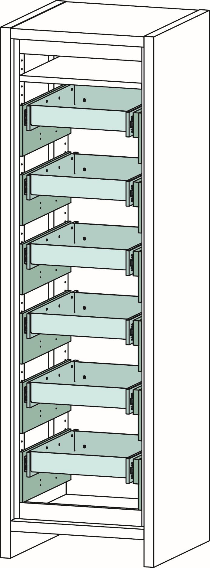 PRIOCAB Sicherheitsschrank 1-flügelig Typ30 mit Türschließer, Feststellanlage und Auszügen – Bild 4