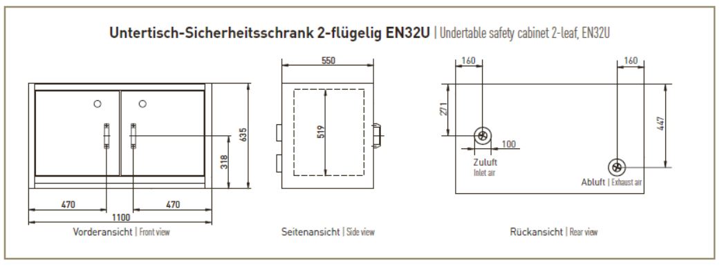 PRIOCAB Untertisch-Sicherheitsschrank 2-flügelig Typ30 mit Türschließer, Feststellanlage – Bild 6